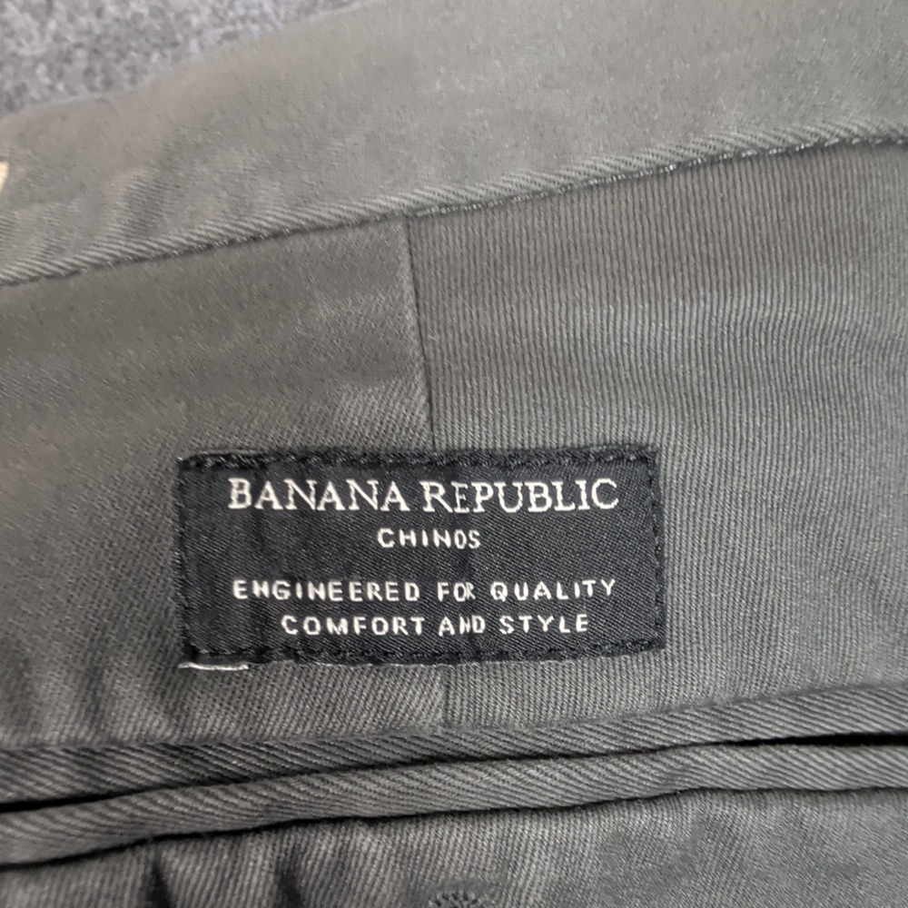 Banana Republic Slim Fit Chinos Mens 33x32 Olive Green Stretch Cotton Pants - Picture 9 of 16